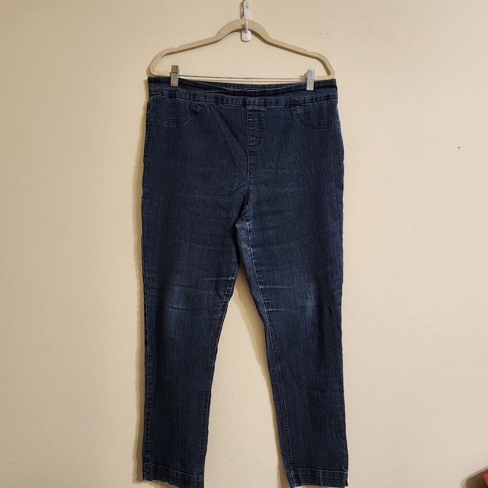 Soft Surroundings Women’s Jeans Pull On Cropped Blue Size Xl Straight Leg,Casual